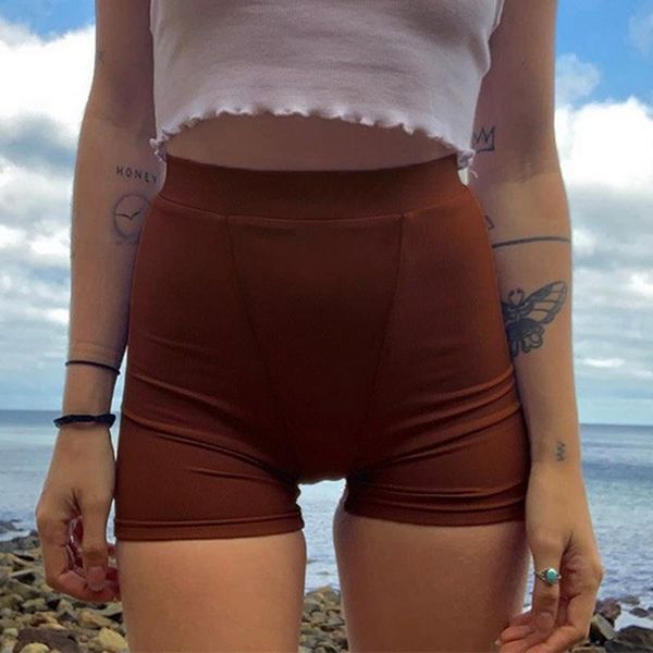 

summer white letter embroidery biker shorts women ribber knit black high waist casual streetwear shorts, White;black