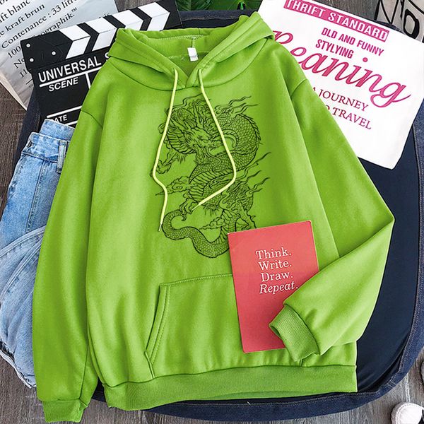 

hoodies men women 2021 chinese dragon print hoodie street casual hip hop sweatshirts men women hoody plus size coat jacket 107, Black