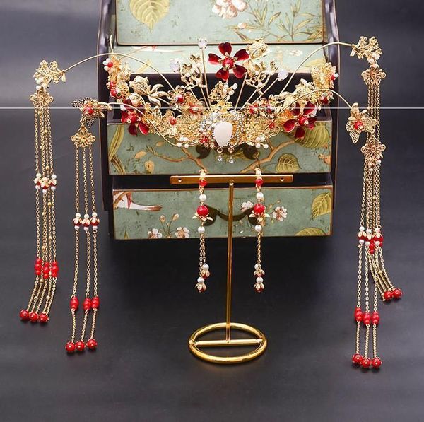 

crown headdress bride atmosphere simple hexiu hanfu suit ancient style tassel hairpin fresh wind, Silver