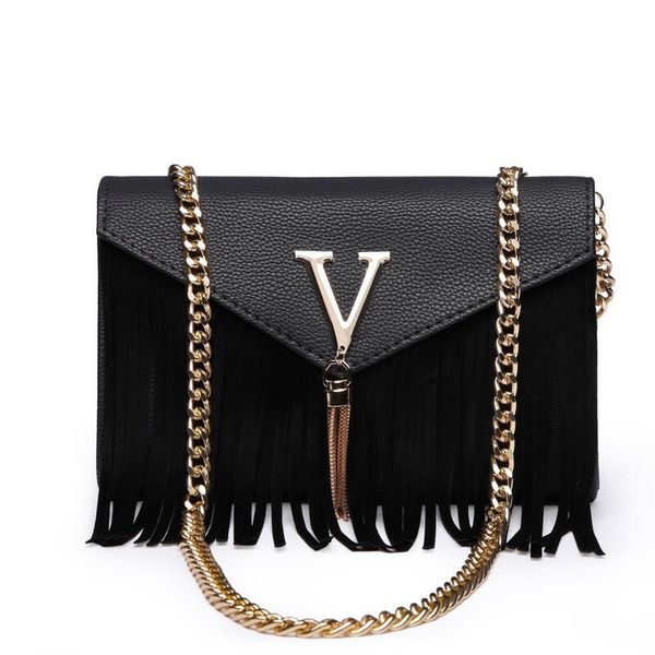 

handbag women messenger bags black small chain crossbody bags female luxury shoulder tassel handbag designer
