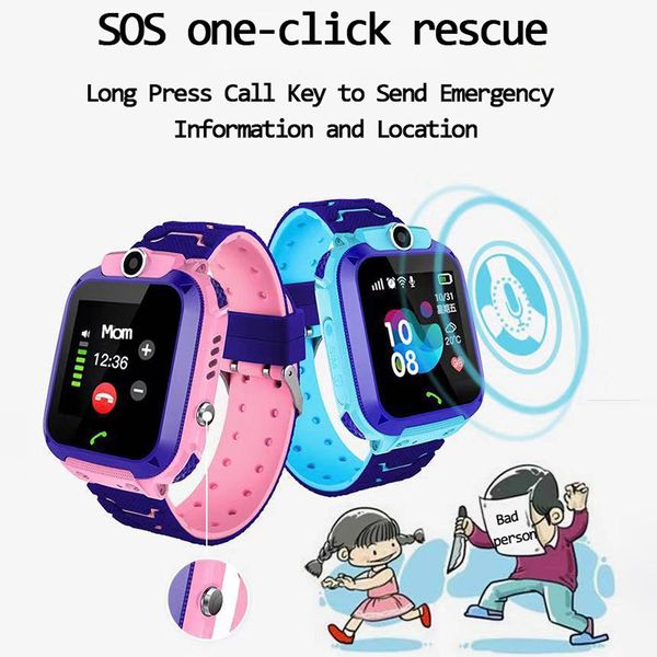 

q12 childrens smart watch sos phone watch smartwatch for kids with sim card p waterproof ip67 kids gift for ios android, Slivery;brown