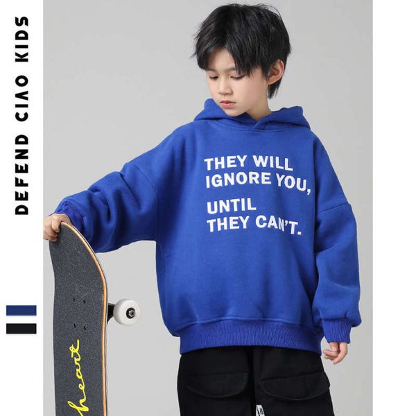 

wear | boys' girls' hooded dck sweater autumn and winter 2020 new children's leisure pullover fashion, Black