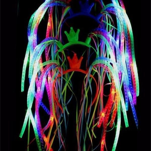 

flash led noodle headband party rave costume fancy dress blinking light up braids crown hairband headbands christmas festive favors