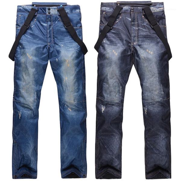 

skiing pants 2021 style snowboard suspenders denim ski men's skate snow board waterproof windproof thermal skiing1