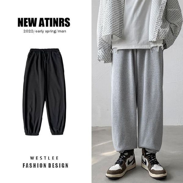 

winter plus velvet thick sweatpants men's fashion drawstring casual pants men streetwear wild loose joggers track pants mens1, Black