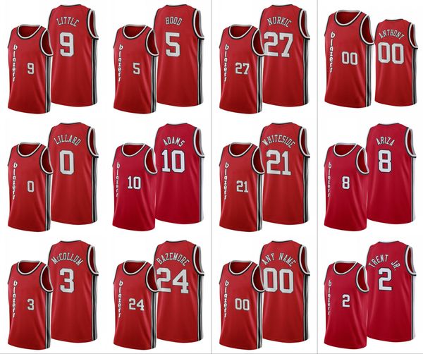 

portland trail blazers men damian lillard carmelo anthony c.j. mccollum jusuf nurkic red custom classic edition jersey, Black