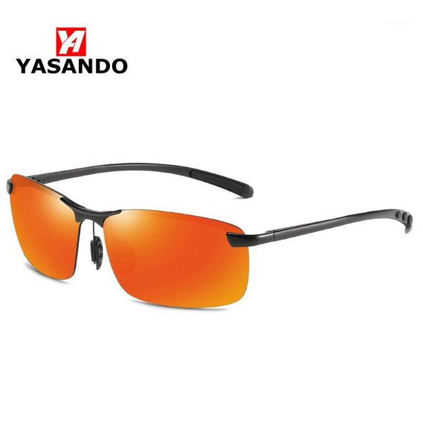 

sunglasses yasando polarized men sport retro rectangle alloy frame coating lens glasses male mirror eyewear sun gs61151, White;black