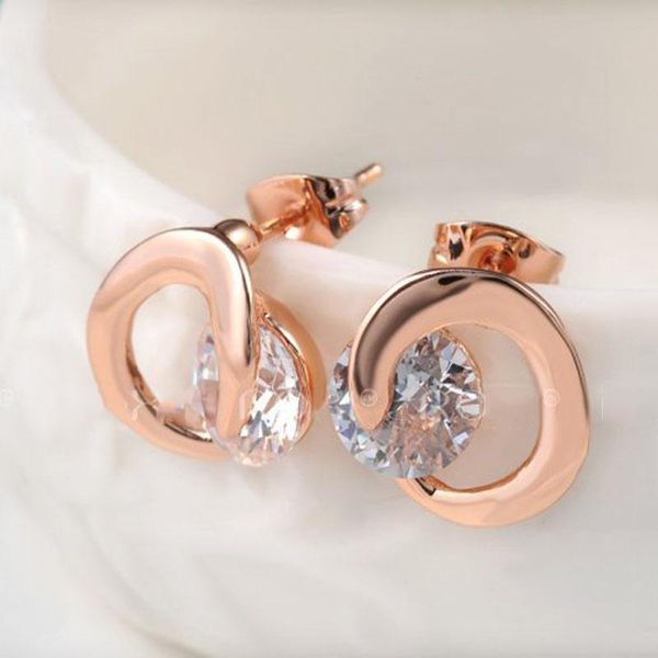 

gorgor stud earrings women minimalist c-letter rose gold plated mosaic zircon simplicity temperament jewelry 2021537240b, Golden;silver