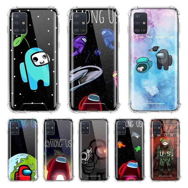 

game among us case for samsung galaxy a51 a71 m51 m31 m21 a41 a42 5g a31 a21s a11 airbag anti mobile phone fall cover shell