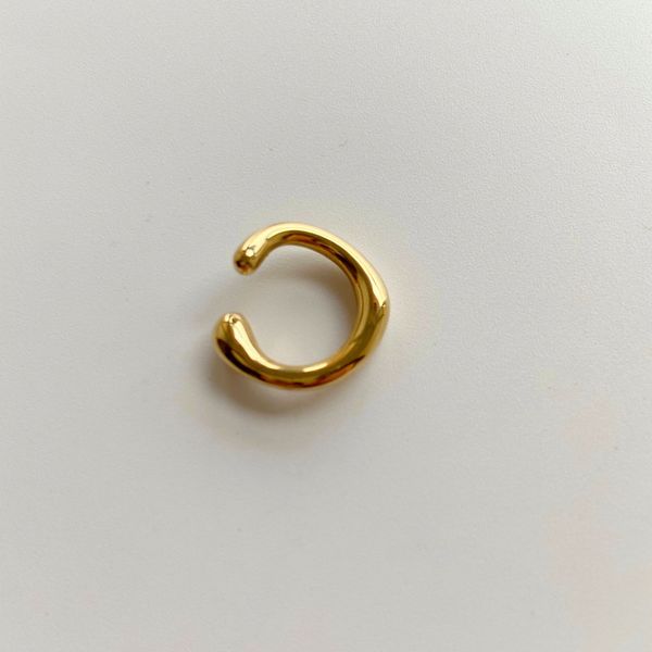 

qingdao ornament factory lava irregular small circle ear clip european and american metal gold plated simple ear clip earrings female fashio, Golden