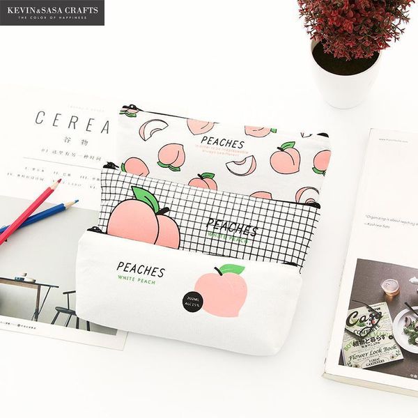 

pencil cases peach case quality fabric school supplies stationery gift pencilcase cute box tools bag1