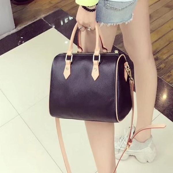 

leather brown hight damier quality white and brown flower color speedy bag 25 30 35cm with or no strap with key lock inside canvas qynf fuzi