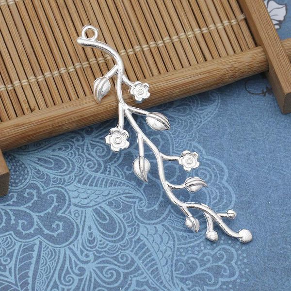 

10pcs 15x59mm gold silver long plants leaf charms for diy jewelry making necklace pendant findings handmade headwear findings h wmtphd