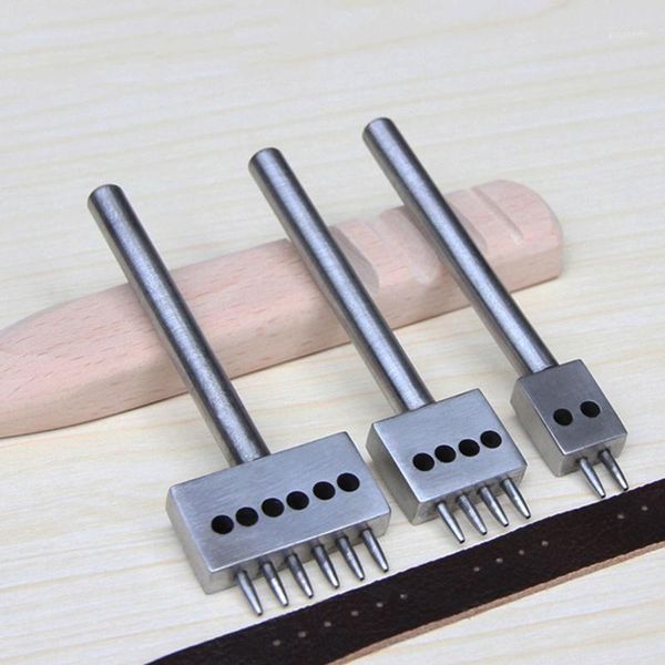 

new 4mm leather spacing hole tool leather craft 1mm hole diameter punch tools round row punch drilling tools 2/4/6 prong1