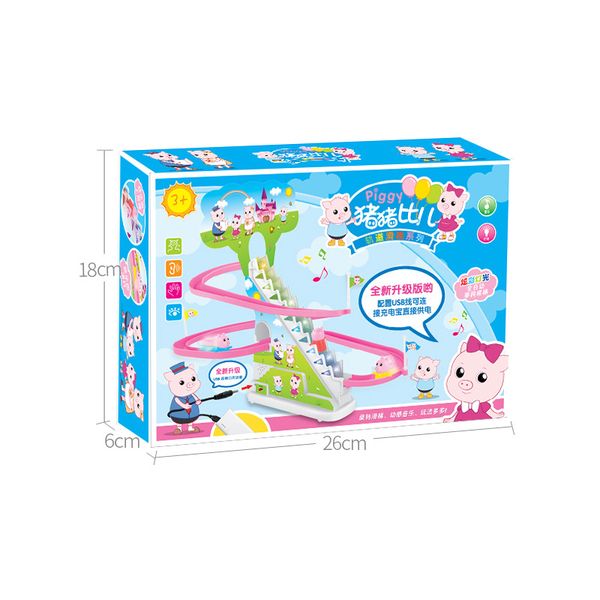 

kid toys piglets climbing stairs lighted musical railcar toys selling children educational toys gift of the child
