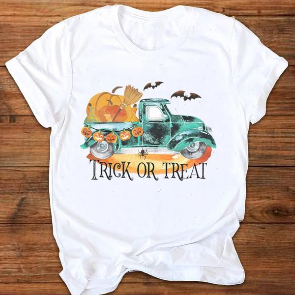 

women graphic pumpkin truck vintage thanksgiving autumn halloween print clothes lady tees female t shirt womens t shirt, White