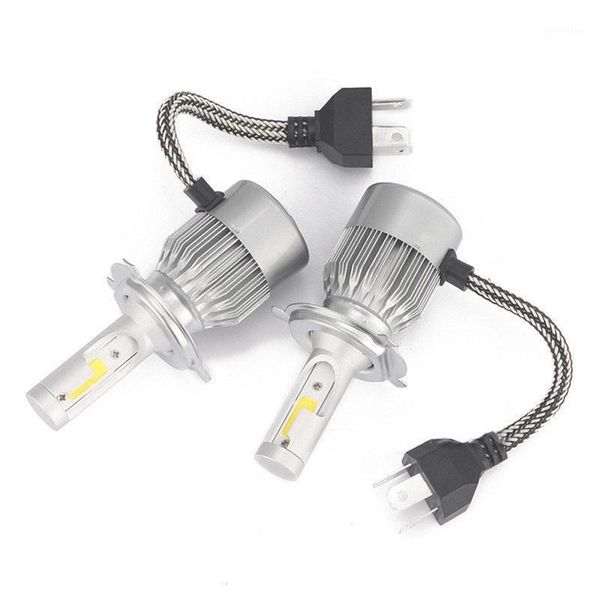 

2 pcs cob h4 c6 3800lm 36w led car headlight kit hi/lo turbo light bulbs 6000k1