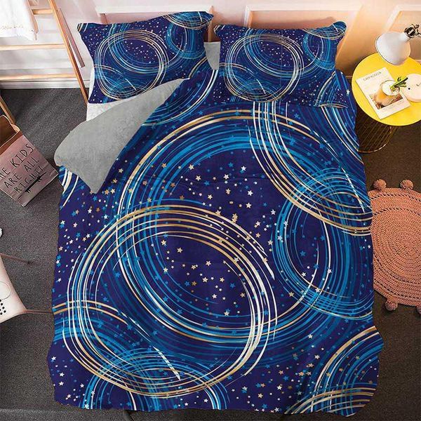 

bedding sets fashion blue geometry duvet cover set bedspread 3pcs  king double size bed1