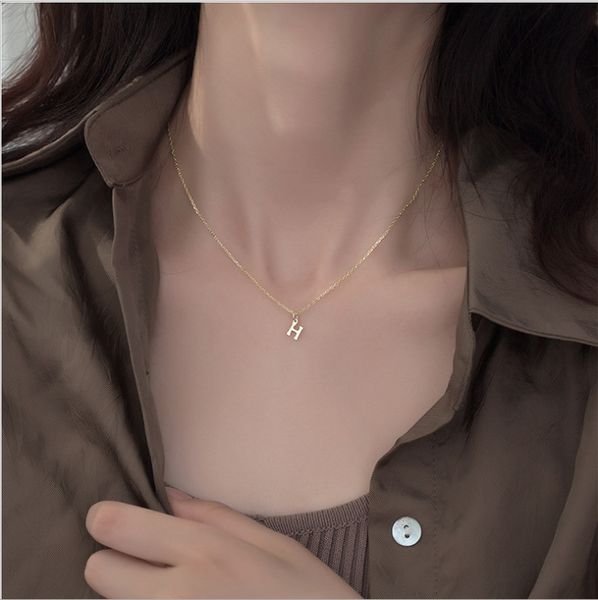 

amazon wish tiny simple minimalist h lock pendant gold plated choker chain link necklace jewelry collier wholesale for lady teen girl, Silver