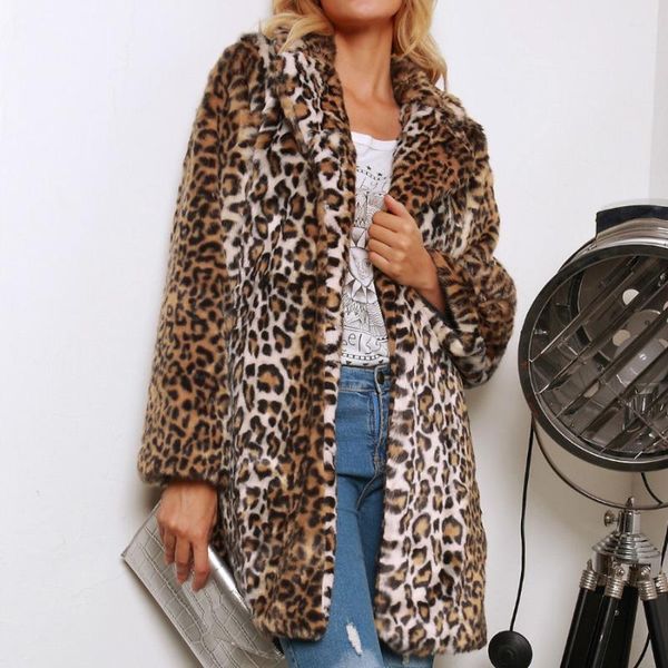 

dicloud winter faux fur coat women fashion leopard long coats ladies luxurious thick warm fur fluffy jacket vintage party, Black