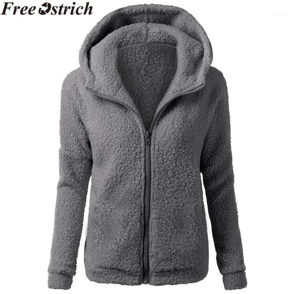 

women casual plush hooded overcoats plus size solid color long sleeve jacket zipper fashion loose winter warm sports womens 1, Black;brown