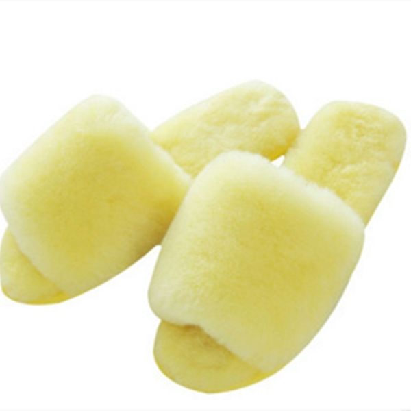 

2020 natural sheepskin winter warm fur plus size home shoes indoor wool ladies casual slippers y1123, Black