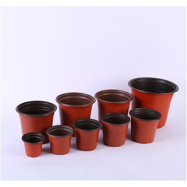 

double color flower pots plastic red black nursery transplant basin unbreakable flowerpot home planters garden jllhyz home003