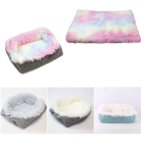 

kennels & pens soft pet dog blanket cat bed mat long plush warm double layer fluffy deep sleeping cover for small medium large dogs mattress