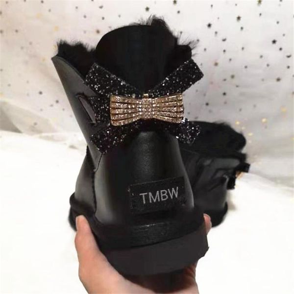 

2020 selling plus size real sheepskin women's winter classic woman snow boots genuine sheepskin women boots women shoes, Black