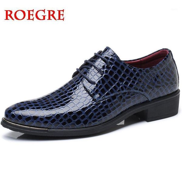 

2020 men's crocodile dress leather shoes lace-up wedding party shoes mens business office oxfords fashion flats men big size 481, Black
