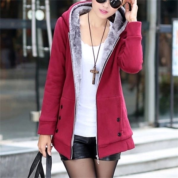 

casual women hoody warm sweatshirt slim fit zipper sweat coat autumn winter outerwear hooded clothes plus size 5xl streetwear y200915, Black