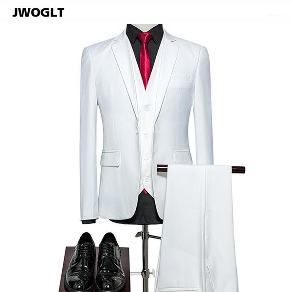 

blazer+vest+pants) new men 's suit three -pieces black red white suits men slim fit groom wedding suit korean fashion clothing1, White;black