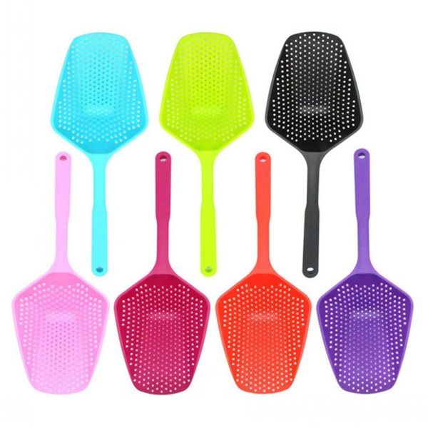 Colanders Filtros Acessórios de cozinha Nylon Filtro colher Colander de drenagem de água Vazamento Cozinhar Ferramentas de drenagem de plástico Pá Grande gelo Empurrão