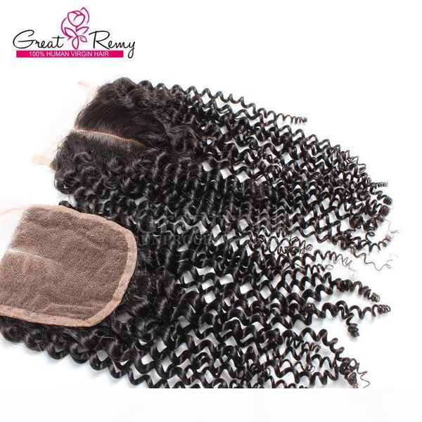 

brazilian curl lace closure virgin unprocessed human hair middle way part 4*4 hairpieces natural color dyeable fast shipping greatremy, Black