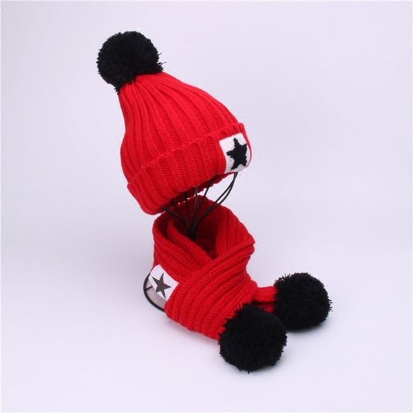 

children's scarf set autumn and winter girls' plush wool hat, Red;brown