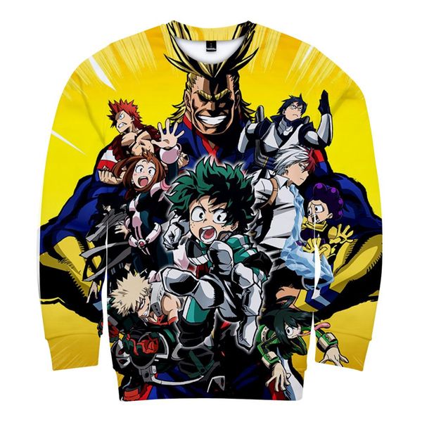 

new anime mijn hero academia midoriya izuku alle misschien 3d print ronde hals sweatshirt mannen vrouwen harajuku o hals kleding bbyzuy, Black