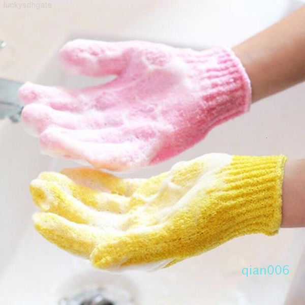 

colorful nylon body cleaning exfoliating five-finger bath gloves household products owf902