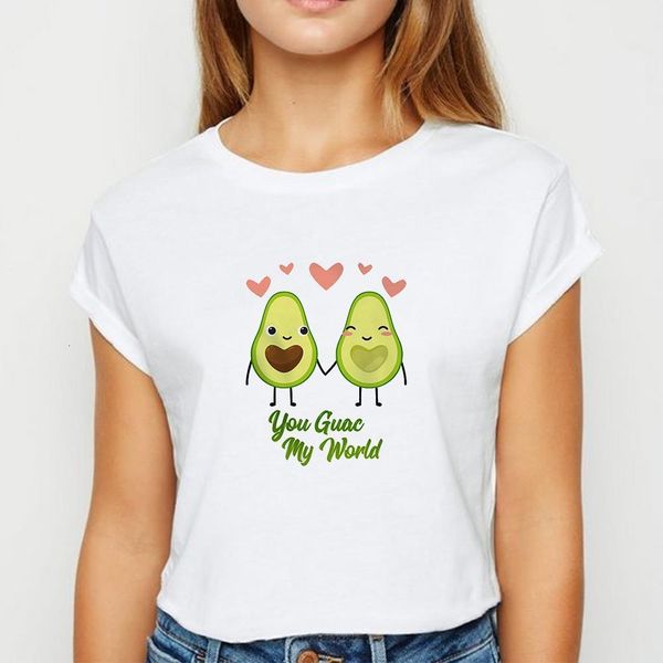 

avocado you guac my world tshirt women prevalent spring summer tshirt printing design tee vestidos round collar t-shirts, White
