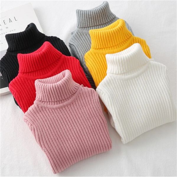 

liligirl baby girls winter turtleneck sweater colthes autumn boys children clothing pullover knitted solid kids sweaters 201201, Blue