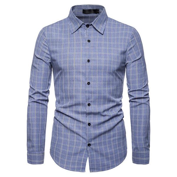 

men's casual shirts business multi-plaid long-sleeved shirt, White;black