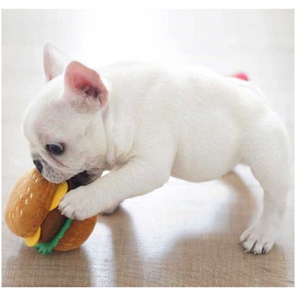 

dog toys plush pet dog toys для собак гамбугер щенок щенок scieaker звук игрушка jouet chien забавные щенка маленькие собаки интерактивные и