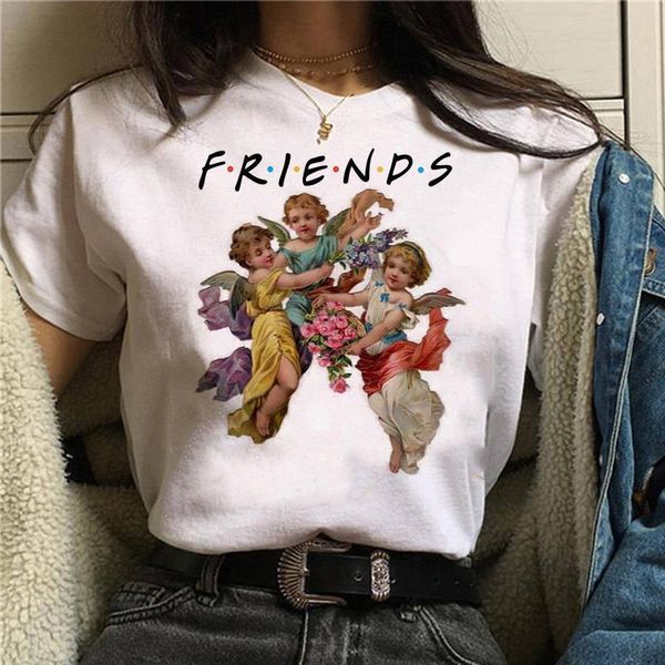 

harajuku angel funny t shirt women ullzang 90s korean style t-shirt aesthetic kawaii graphic tshirt fashion tees female tee, White