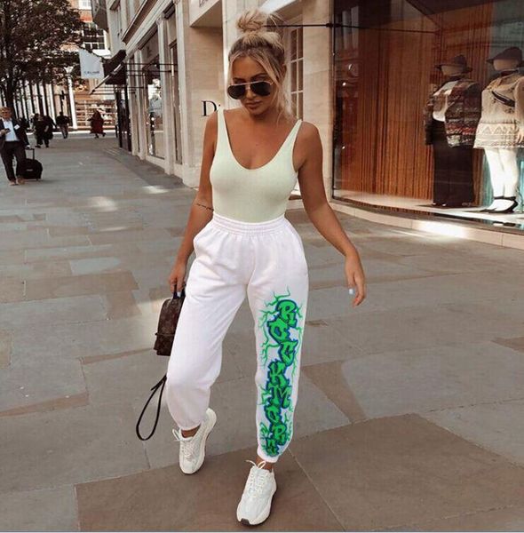 

fashion letter high waist casual sweatpants for women white casual joggers pants new autumn spring loose sport trousers, Black;white