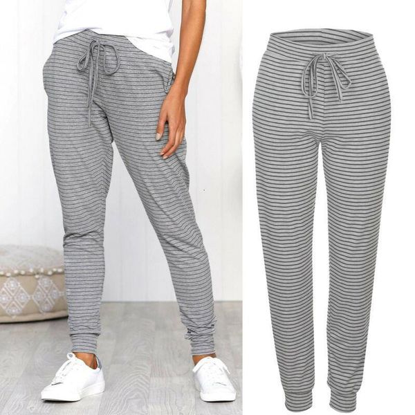

gooxcheer women's high waist drawstring stretch skinny pencil pants trousers striped print leggings home jeggings drop shipping, Black