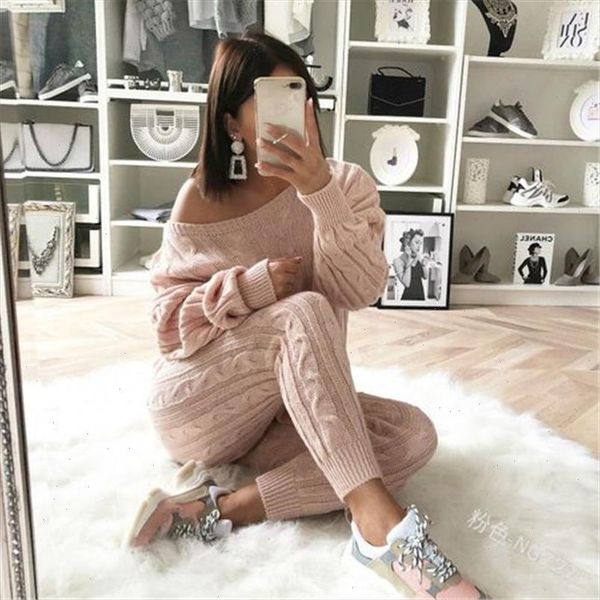 

2021 new casual women sweaters clothes sets autumn winter cool knitted fashion outfits sets sell plus size, Gray