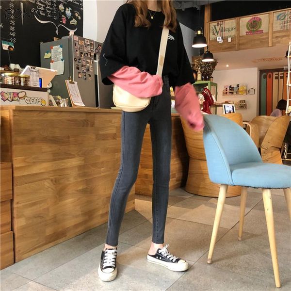 

jeans women 2020 slim elastic high waist pencil womens jean korean style harajuku all-match simple ankle-length leisure trendy, Blue