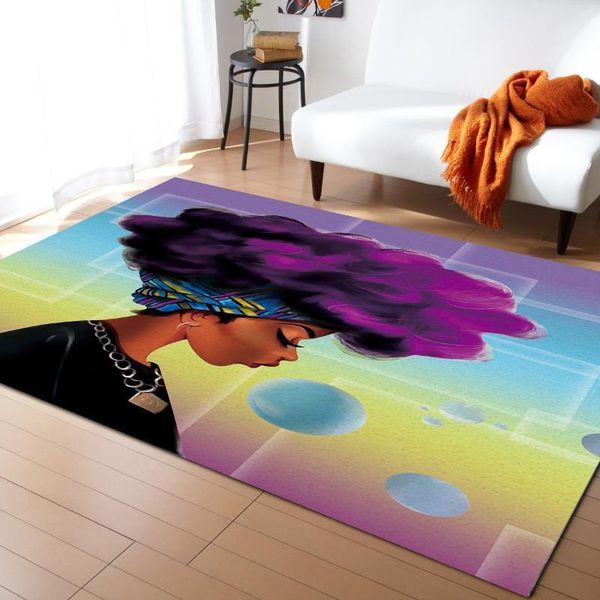 

african women purple hair pattern carpets for living room bedroom area rug kids room play mat 3d printed home large carpet1