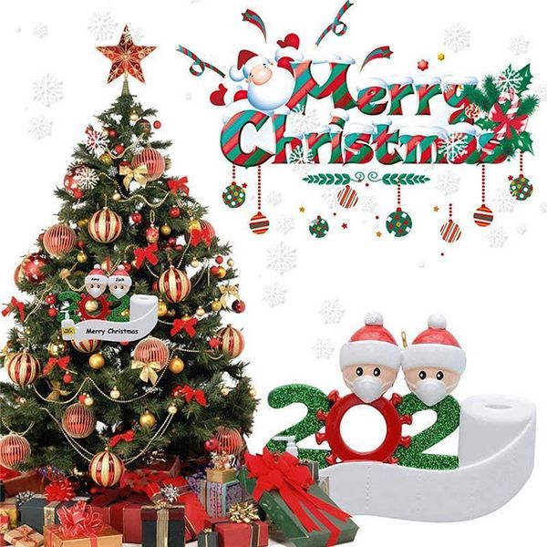 

2020 new santa claus christmas decoration birthdays gift personalized hanging ornament with face masks family snowman