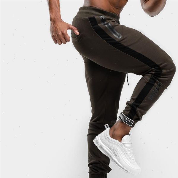 

jogger sweatpants men casual patchwork pants gyms fitness workout sportswear trousers autumn male cotton trackpants pencil pants, Black