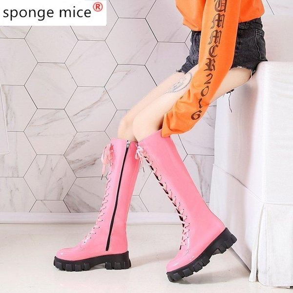 

2020 new arrival knee high boots square heels pointed toe ladies shoes winter solid color women boots black sliver